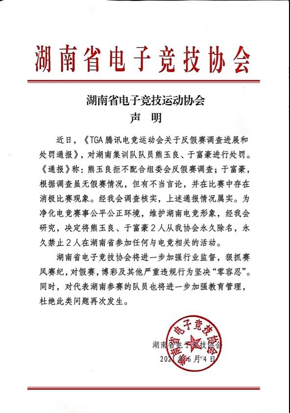 地方声音：湖南电竞协会开除两名队员